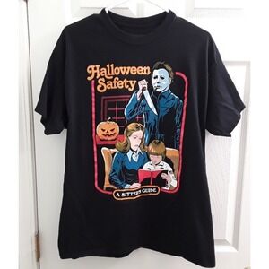 Halloween Safety T Shirt Michael Myers A Sitters Guide XL Black‎ Horror